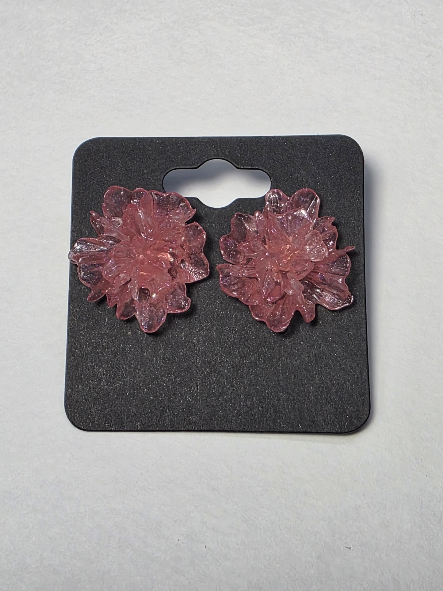 Pink Carnation on Sterling Silver Plated Studs