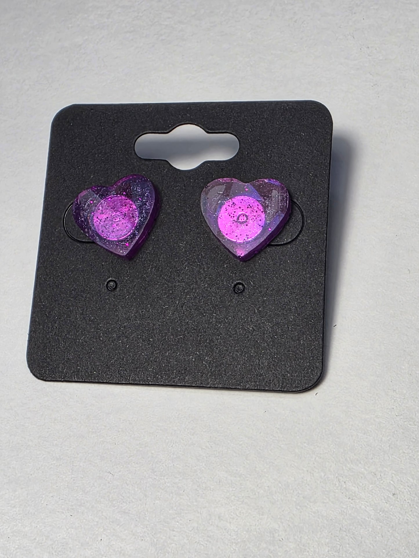 Purple Sparkly Hearts on Sterling Silver Plated Studs