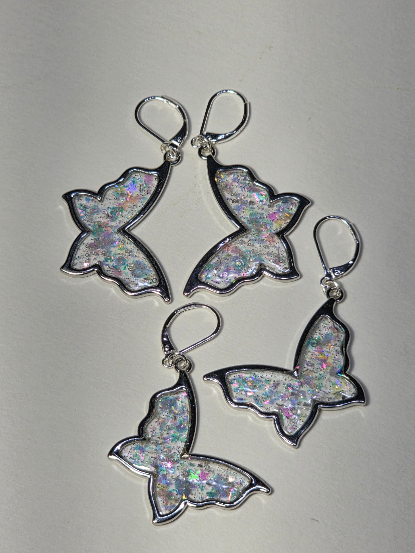 Iridescent Butterflies on Sterling Silver Earrings