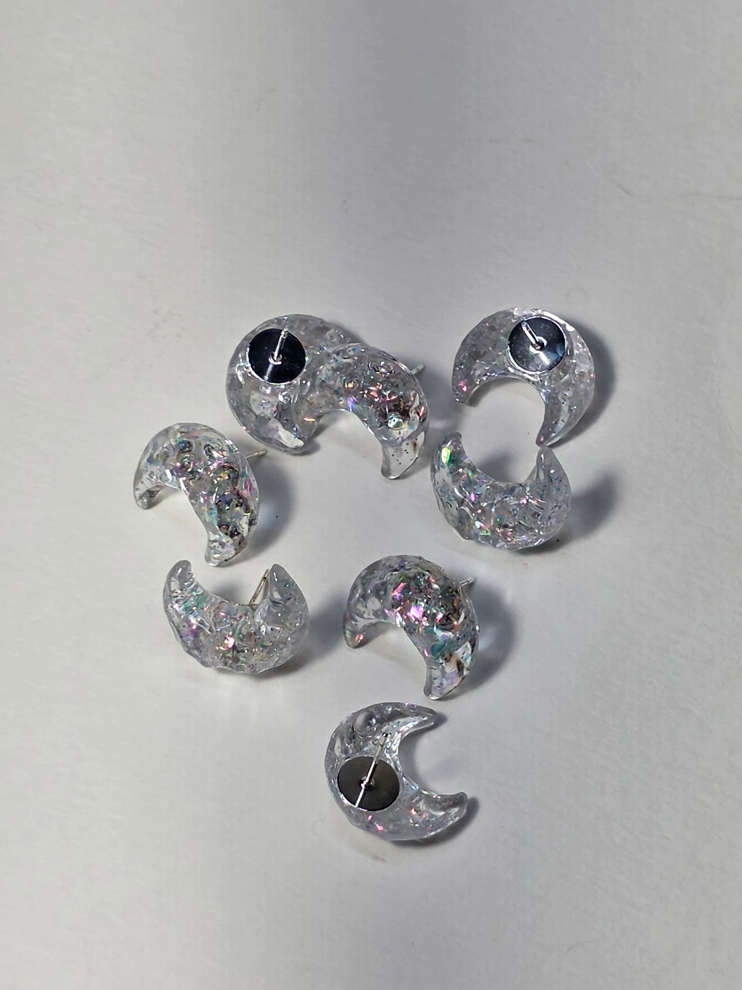 Iridescent Moon on Sterling Silver Plated Stud