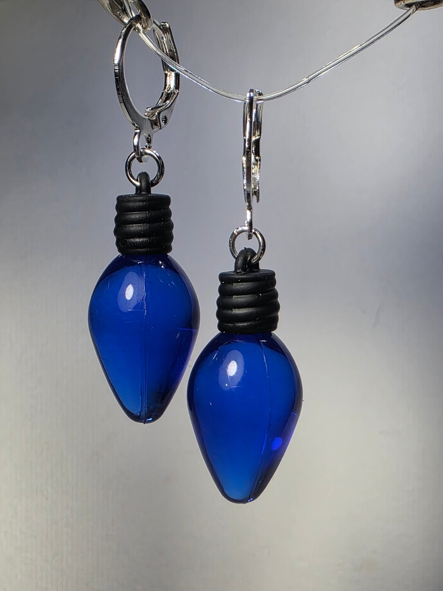 Blue Christmas Lights on Stainless Steal Earrings