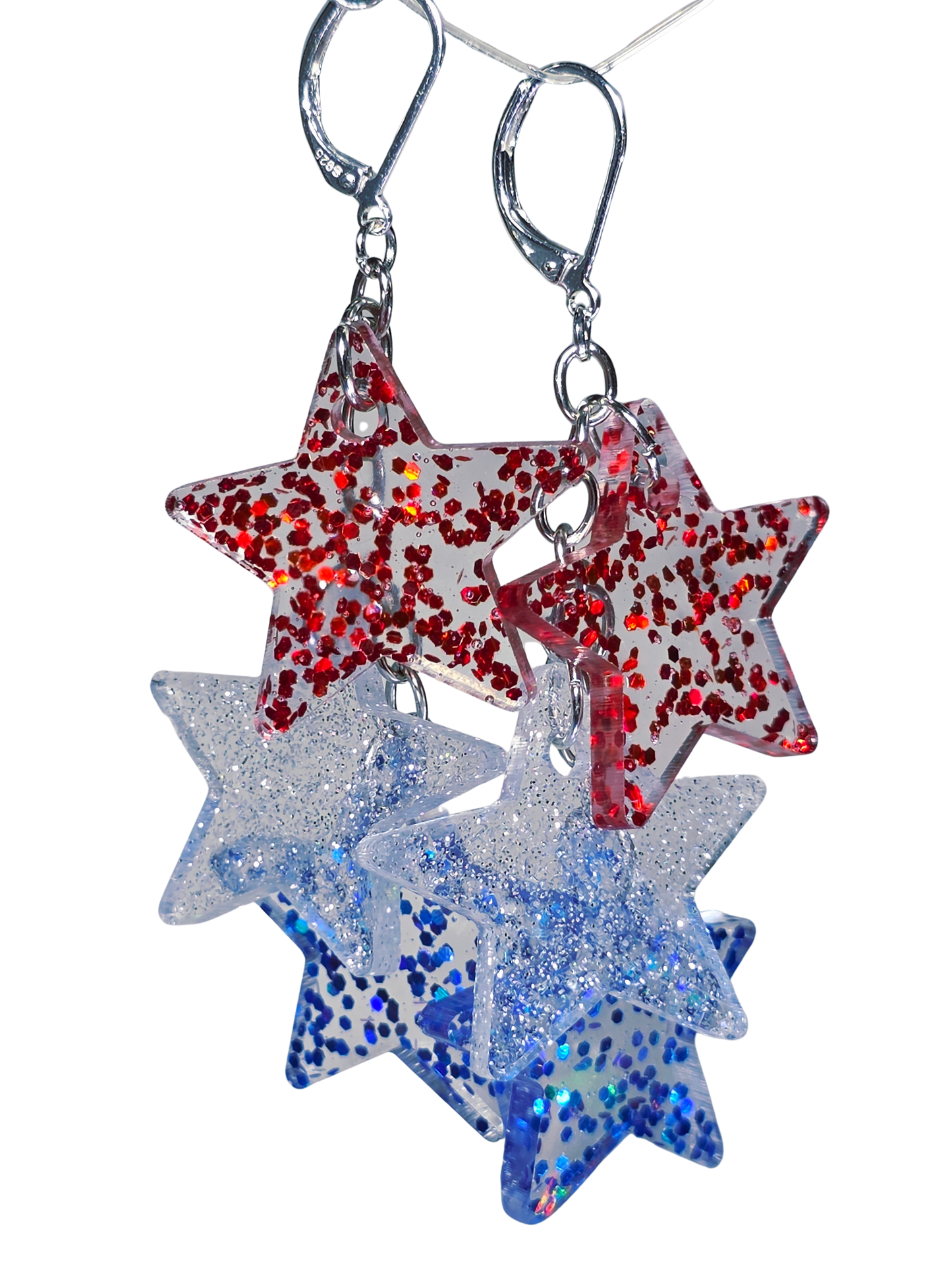 RWB on Sterling Silver Earrings