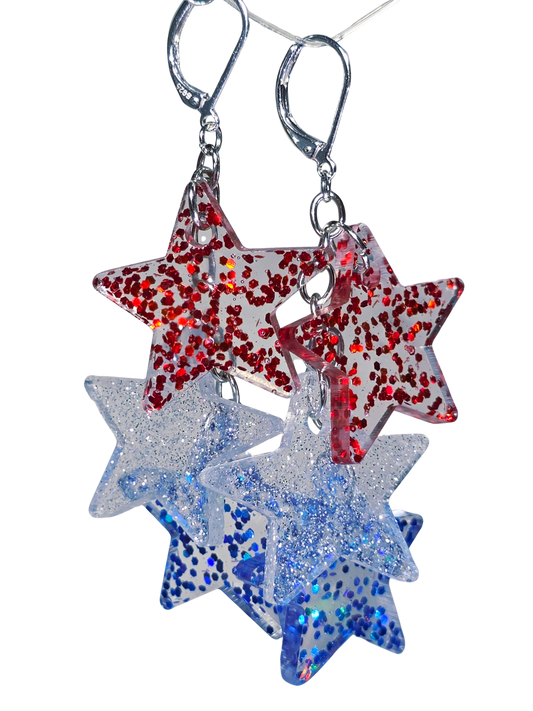 RWB on Sterling Silver Earrings