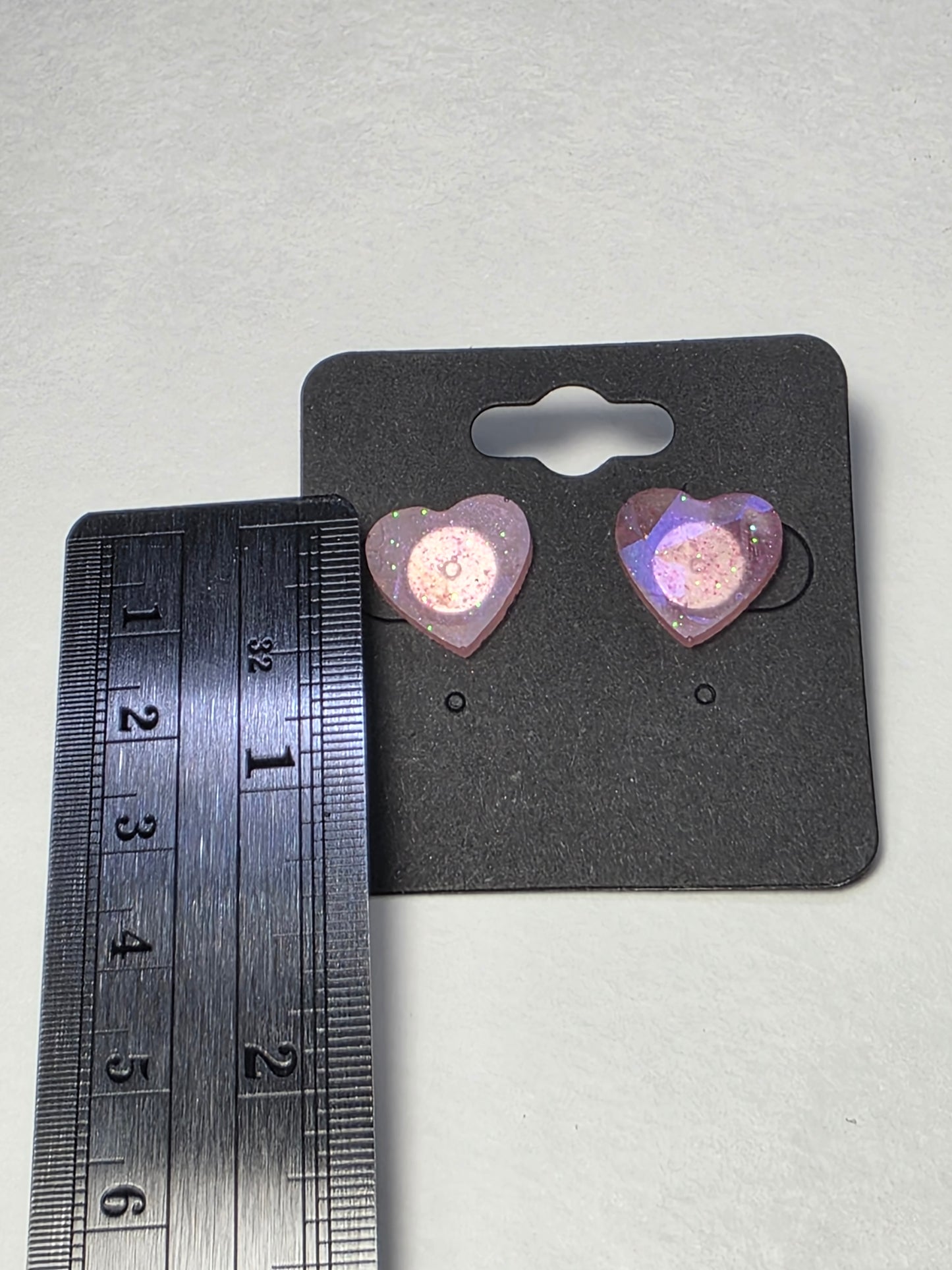 Pink Sparkly Hearts on Sterling Silver Plated Studs