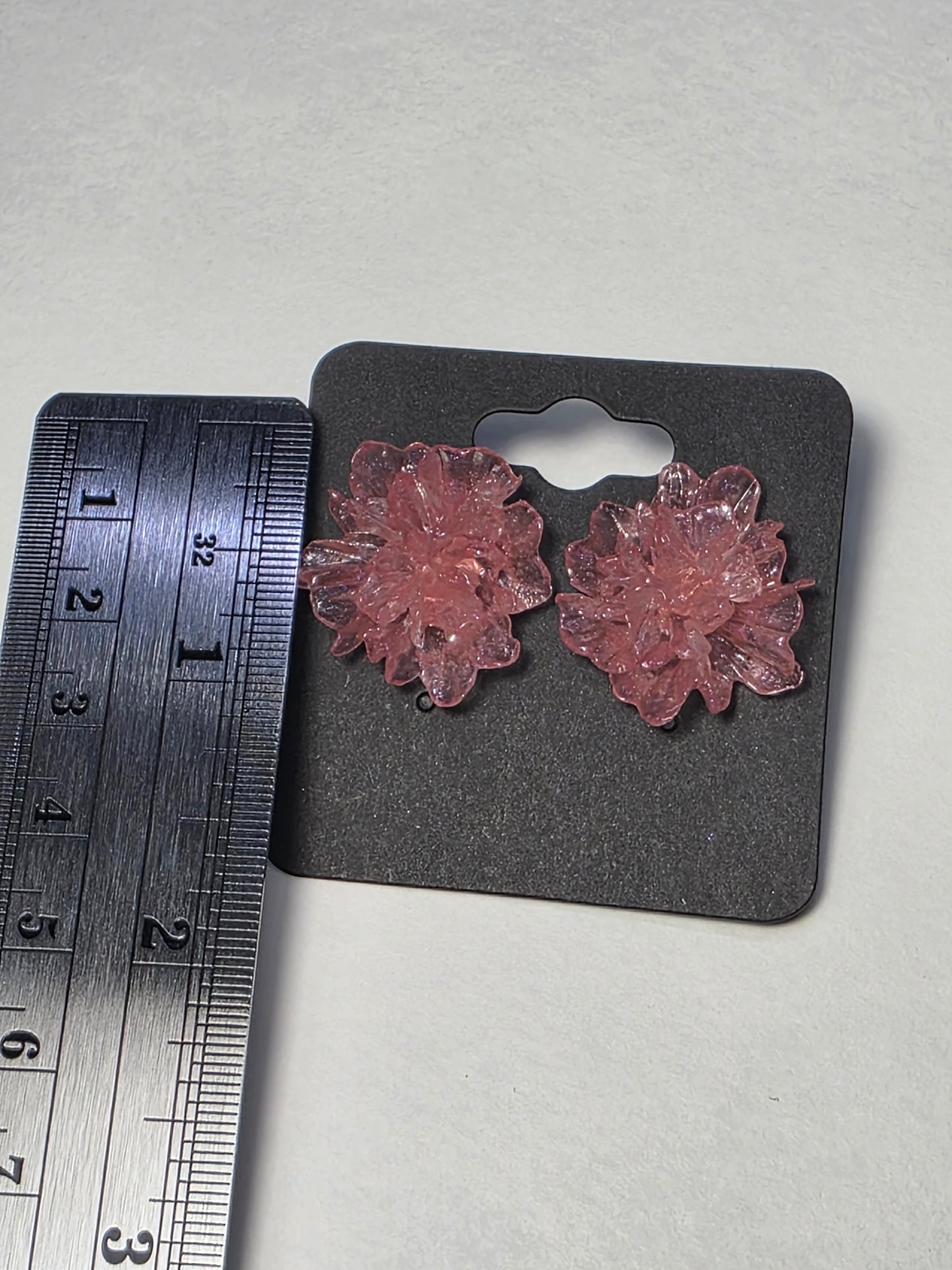 Pink Carnation on Sterling Silver Plated Studs
