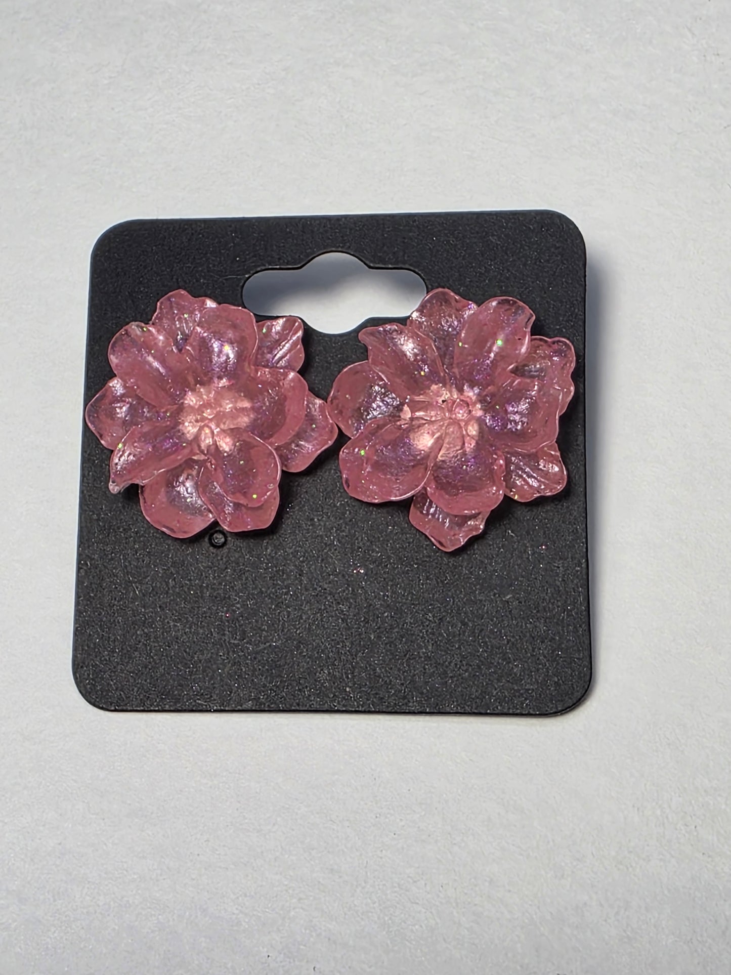 Pink Azalea on Sterling Silver Plated Studs