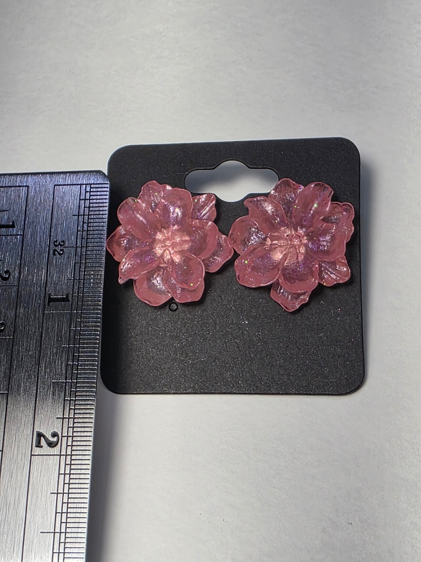 Pink Azalea on Sterling Silver Plated Studs