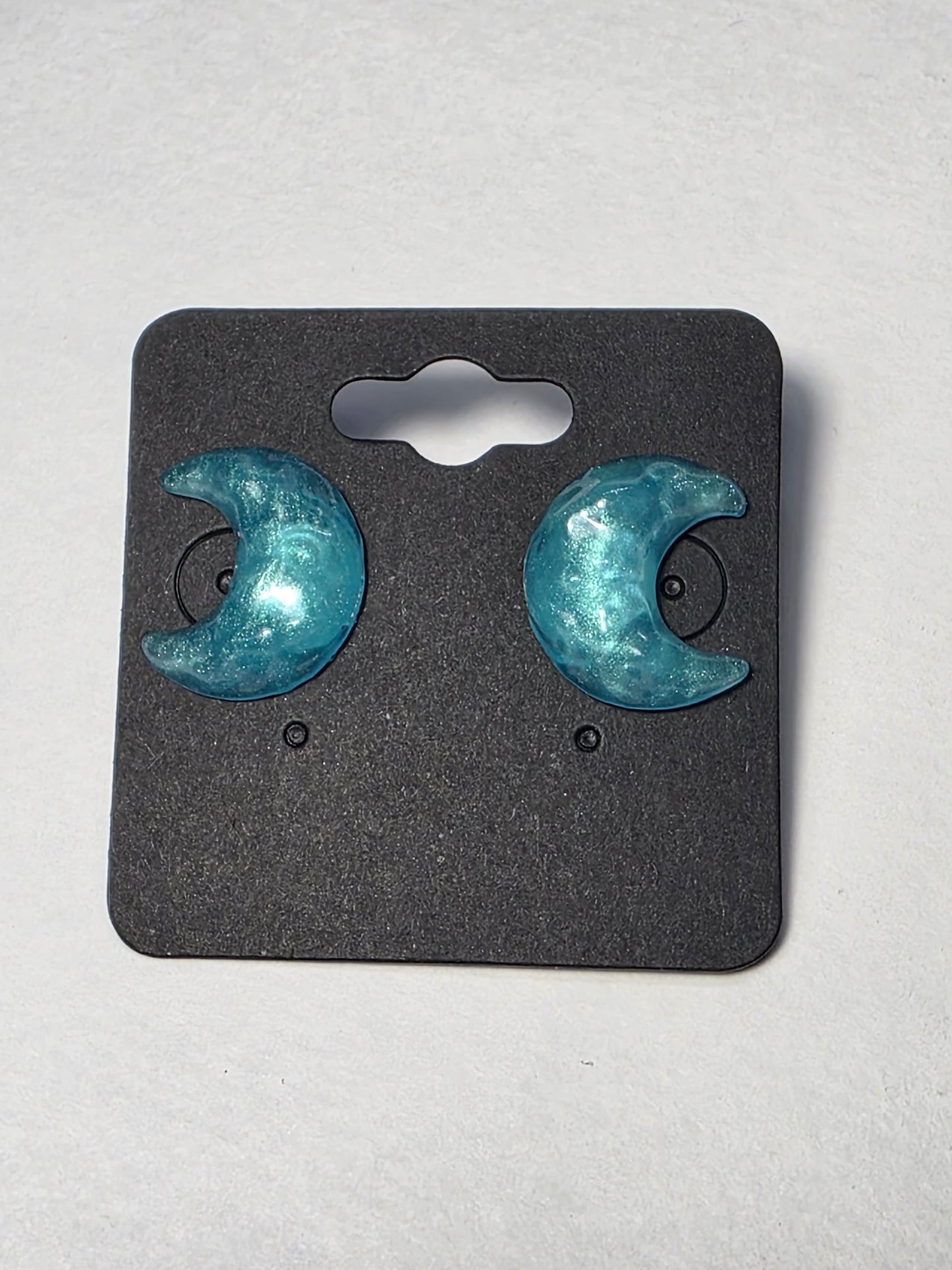Blue Shimmery Moons on Sterling Silver Plated Studs