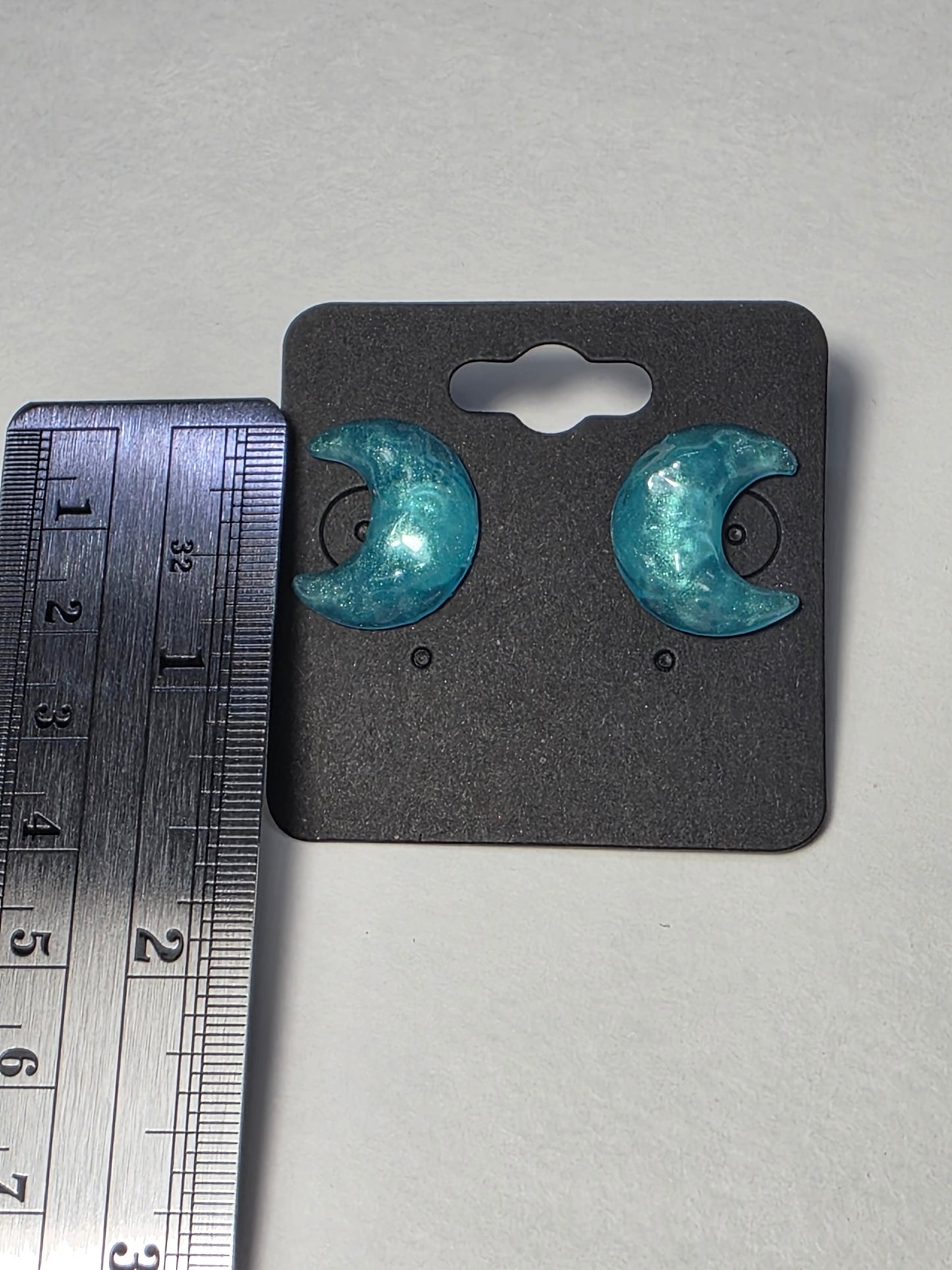 Blue Shimmery Moons on Sterling Silver Plated Studs