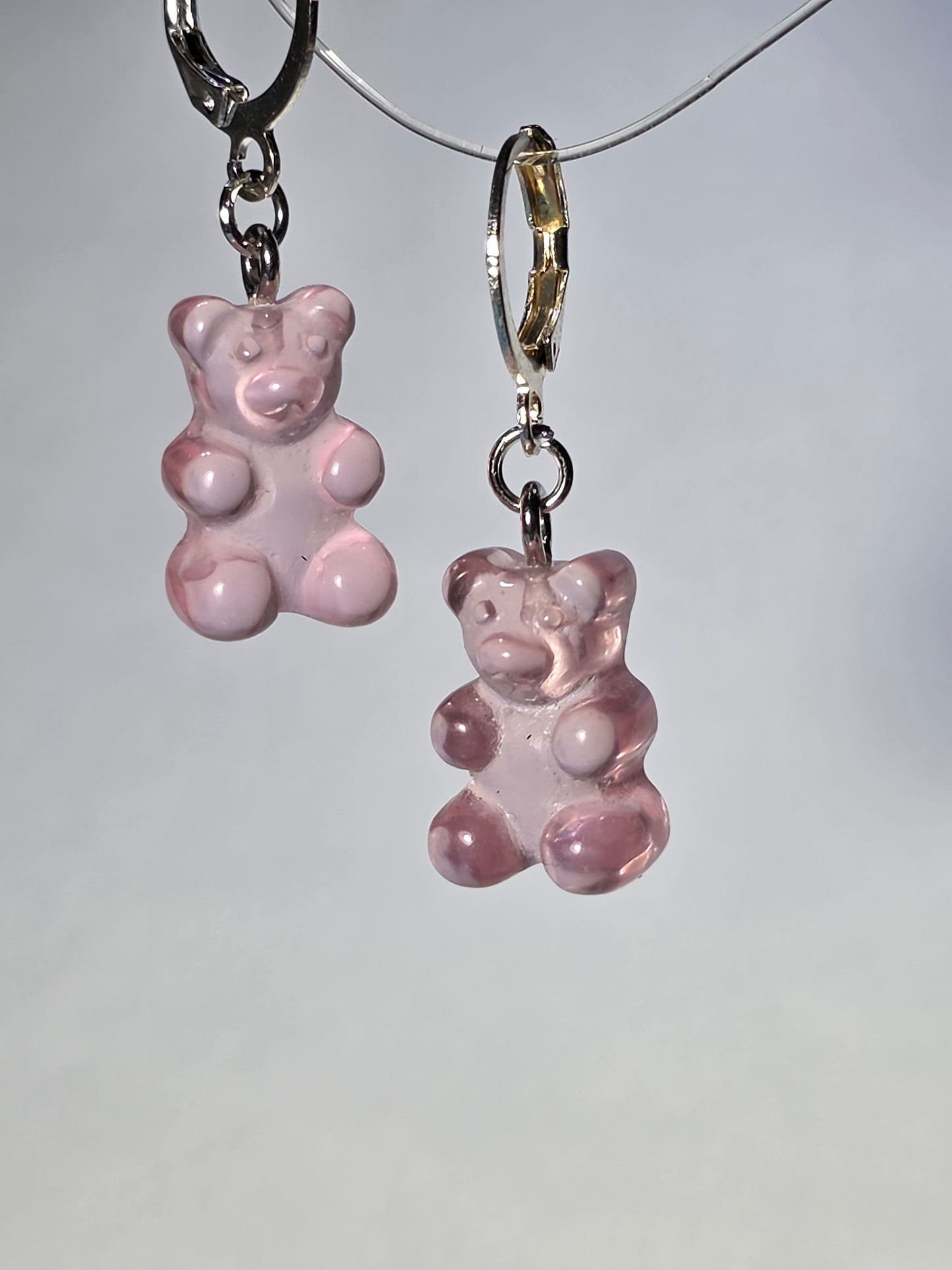 Pink Gummy Bear on Stainless Steel Earring