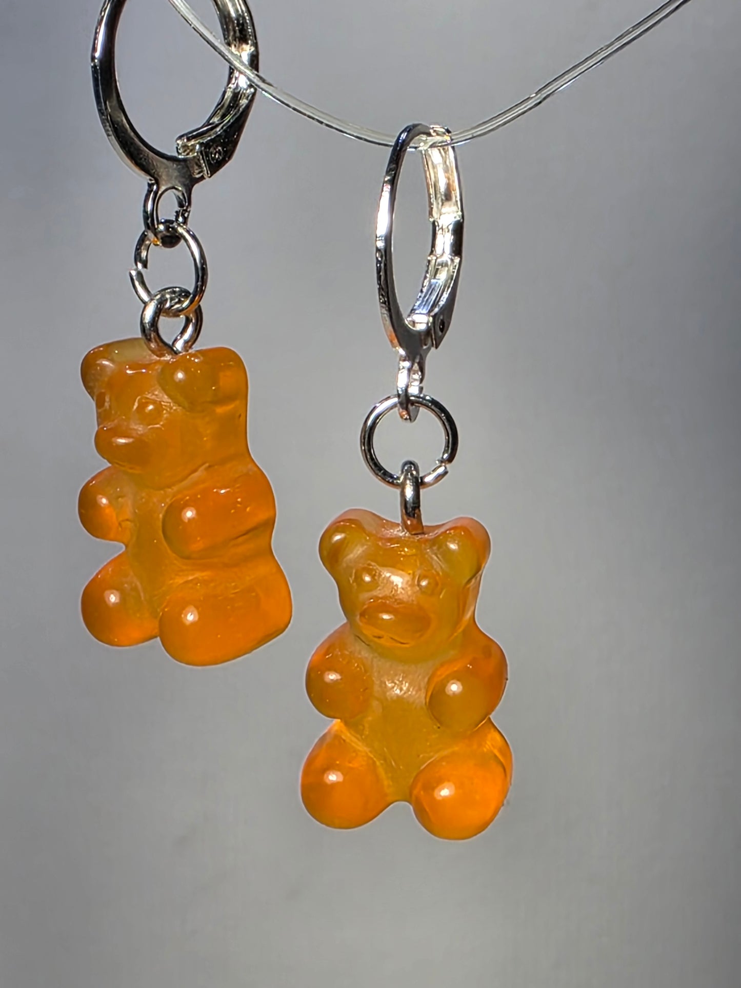 Orange Gummy Bear on Stainless Steel Earring