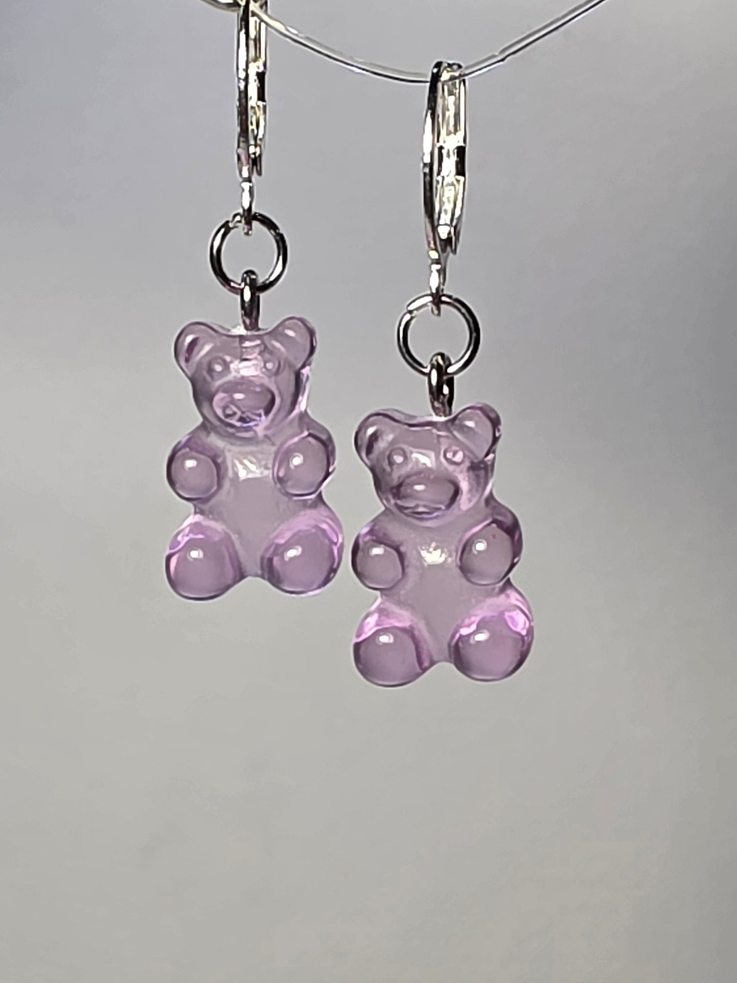 Purple Gummy Bear on Stainless Steel Earring