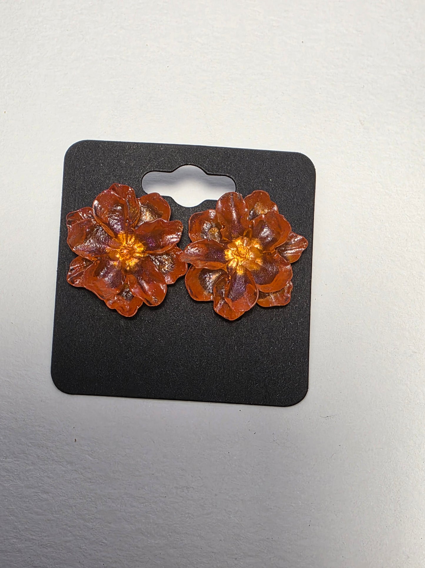 Orange Azalea on Sterling Silver Plated Studs