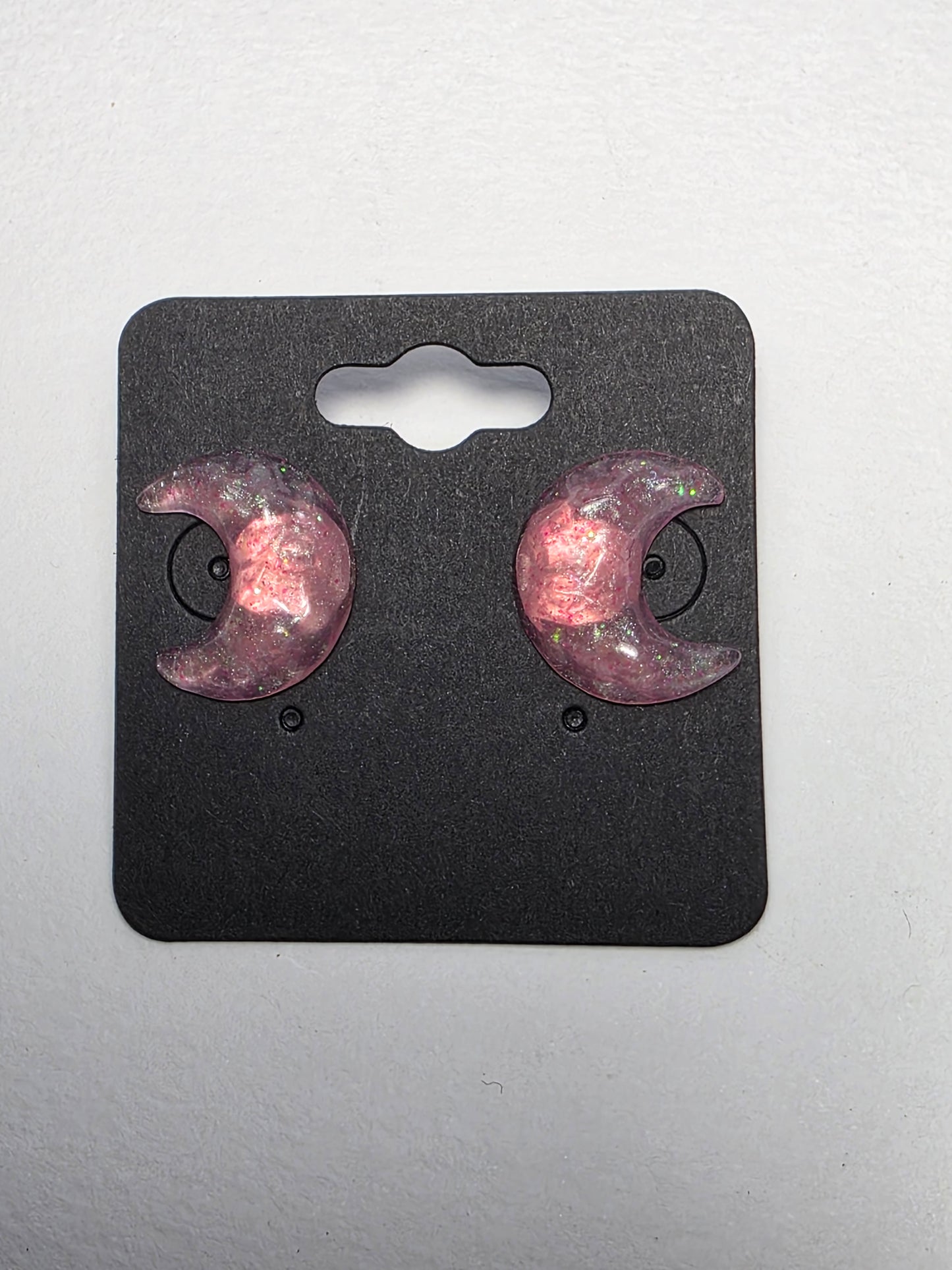 Pink Shimmery Moons on Sterling Silver Plated Studs
