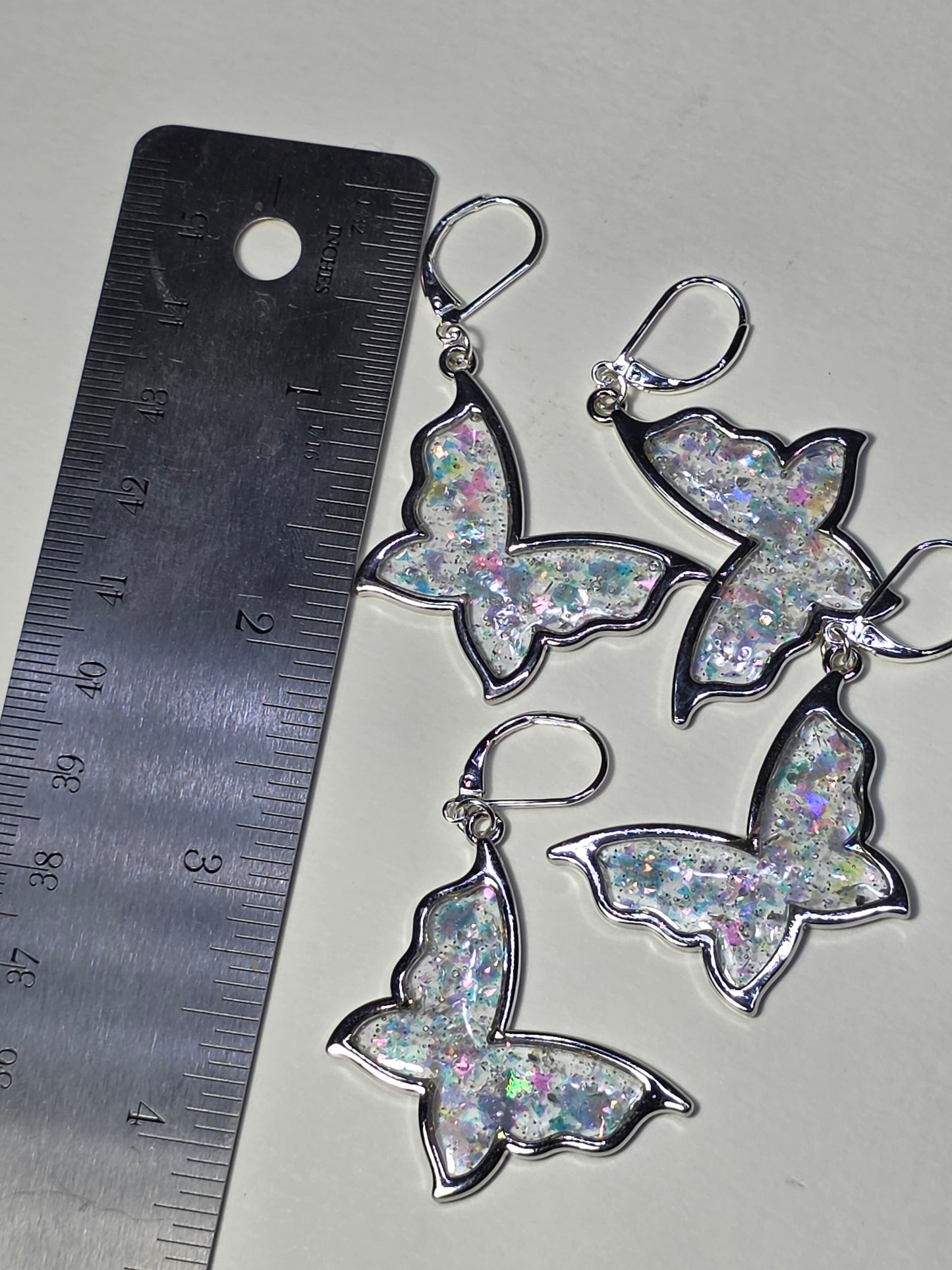Iridescent Butterflies on Sterling Silver Earrings