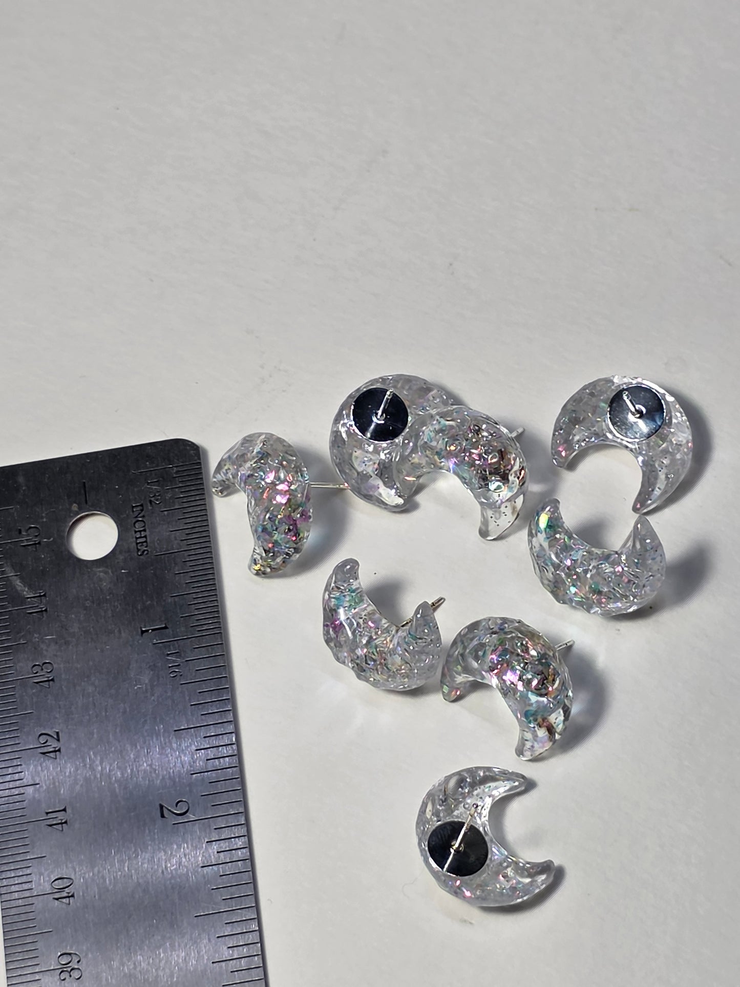 Iridescent Moon on Sterling Silver Plated Stud