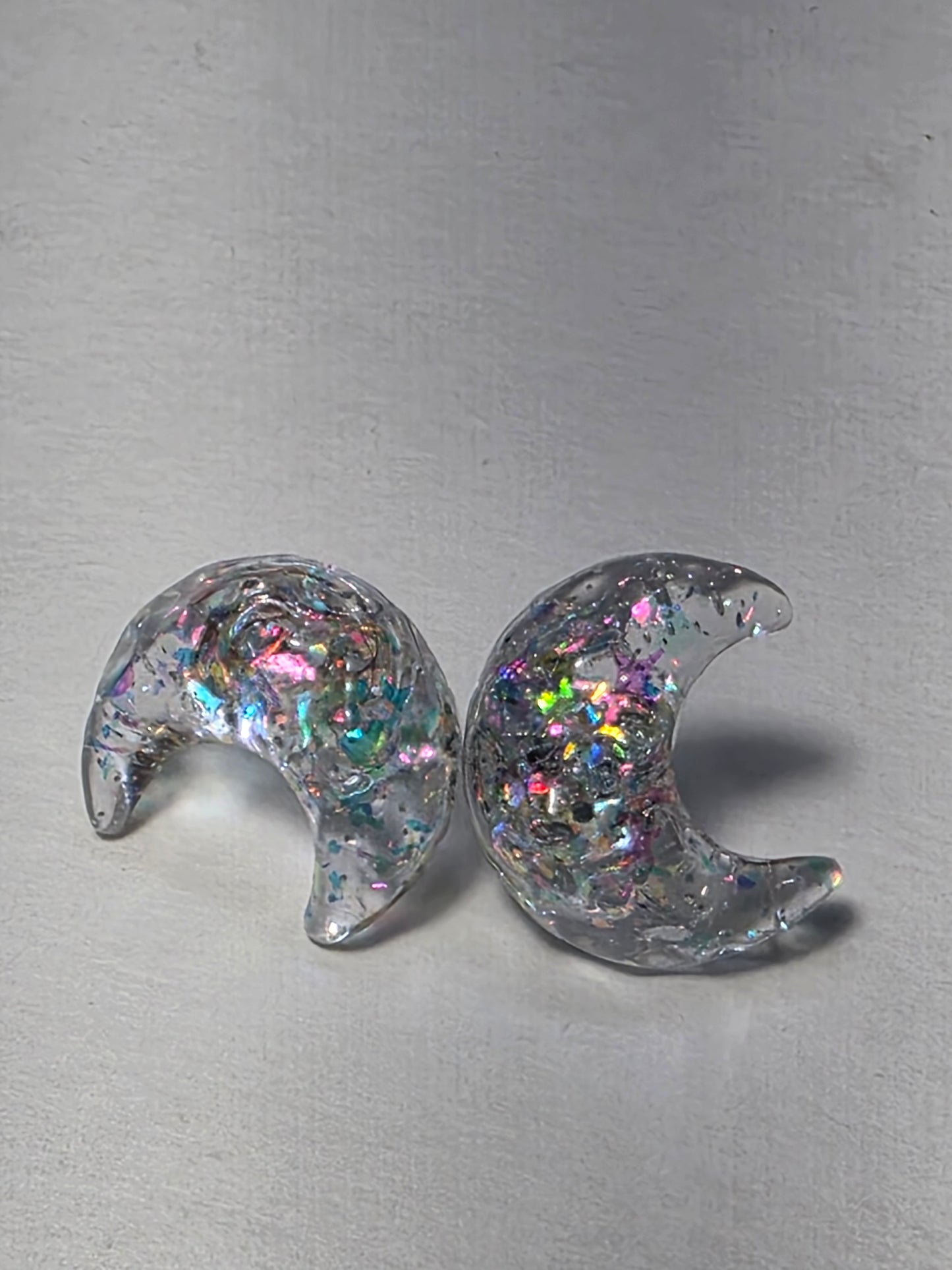 Iridescent Moon on Sterling Silver Plated Stud