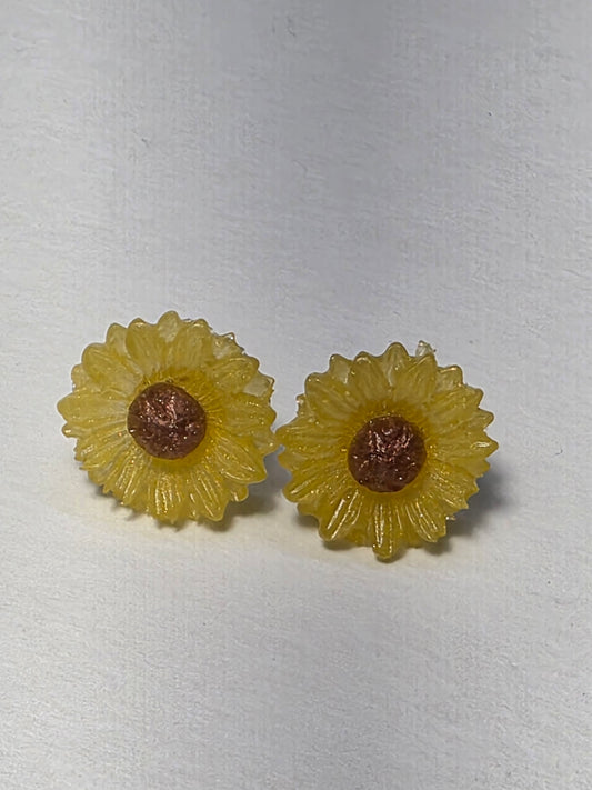 Sunflower on Sterling Silver Plated Stud