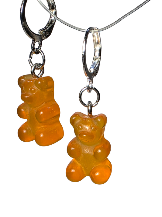 Orange Gummy Bear on Stainless Steel Earring