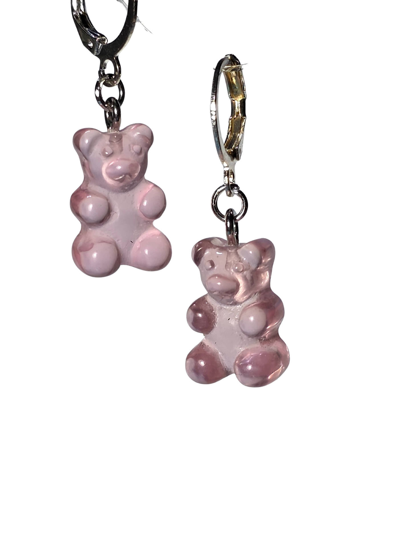 Pink Gummy Bear on Stainless Steel Earring