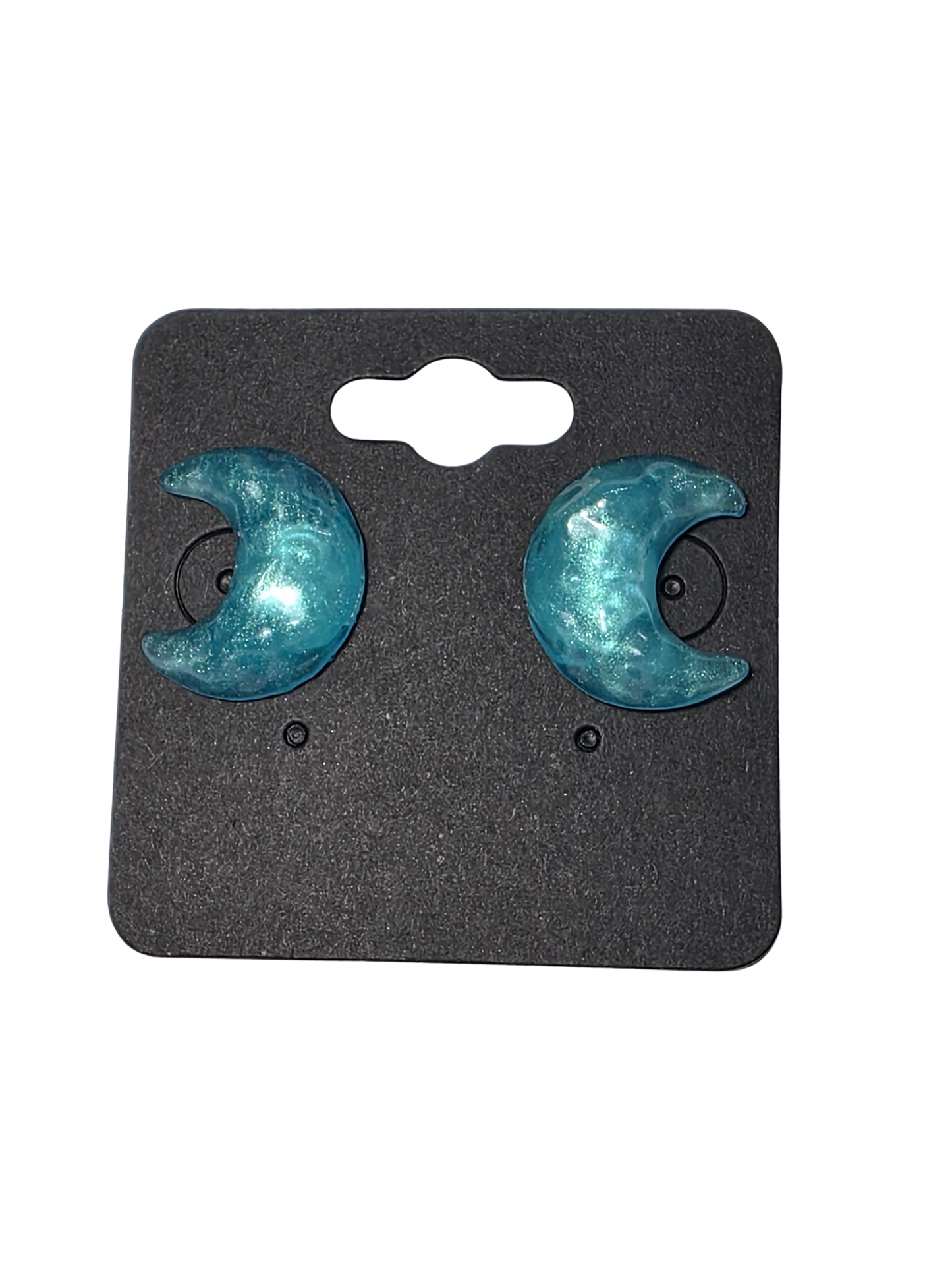 Blue Shimmery Moons on Sterling Silver Plated Studs