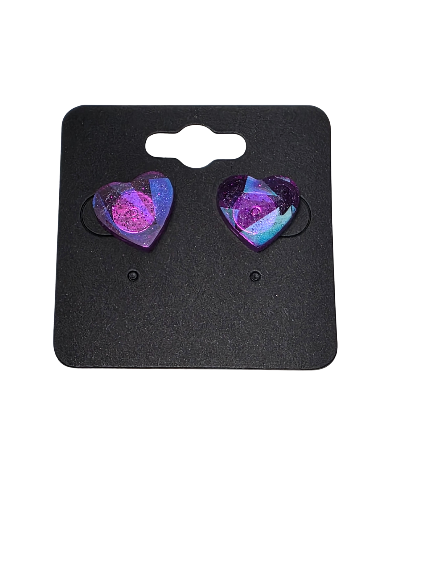 Purple Sparkly Hearts on Sterling Silver Plated Studs