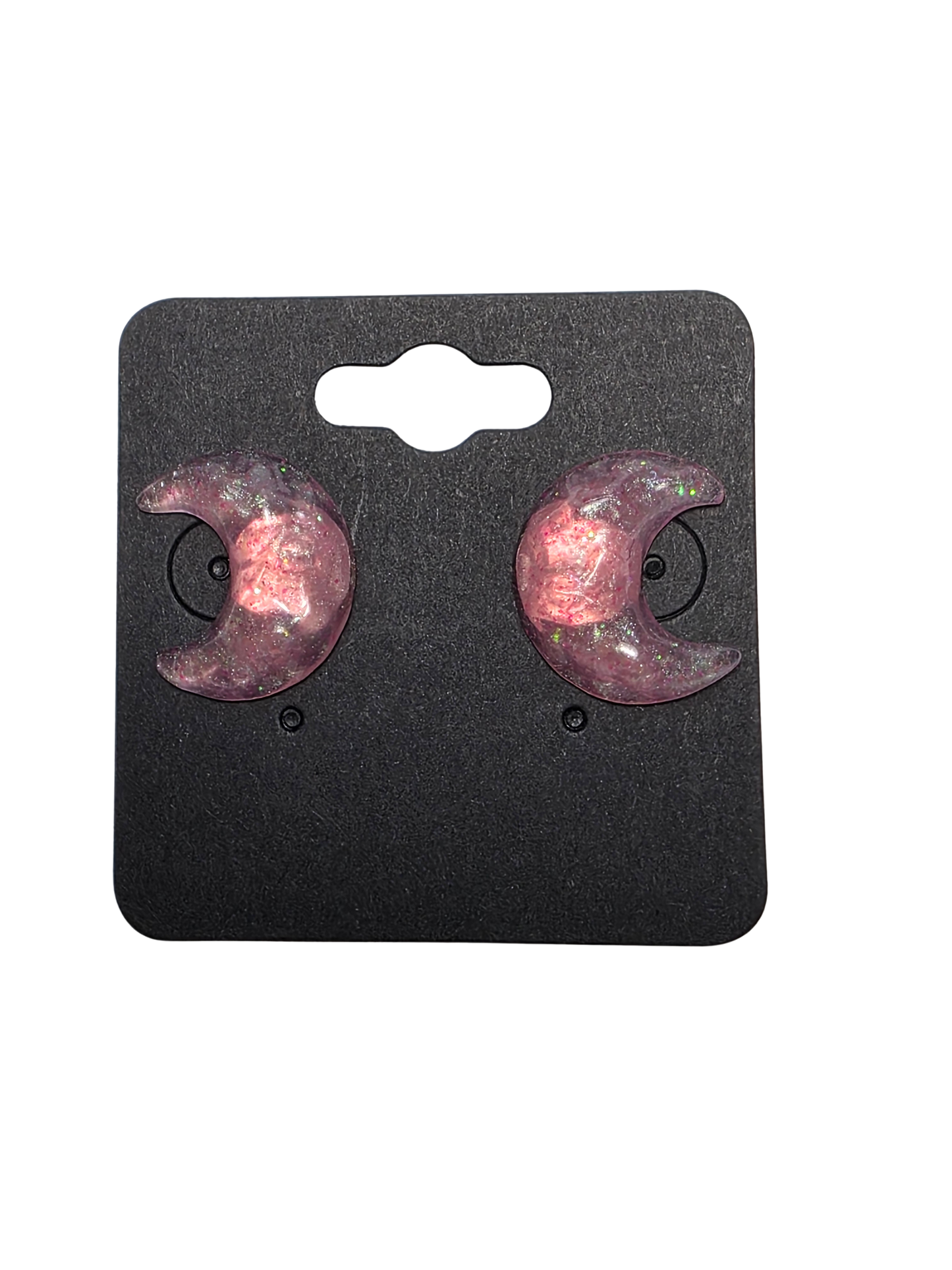 Pink Shimmery Moons on Sterling Silver Plated Studs