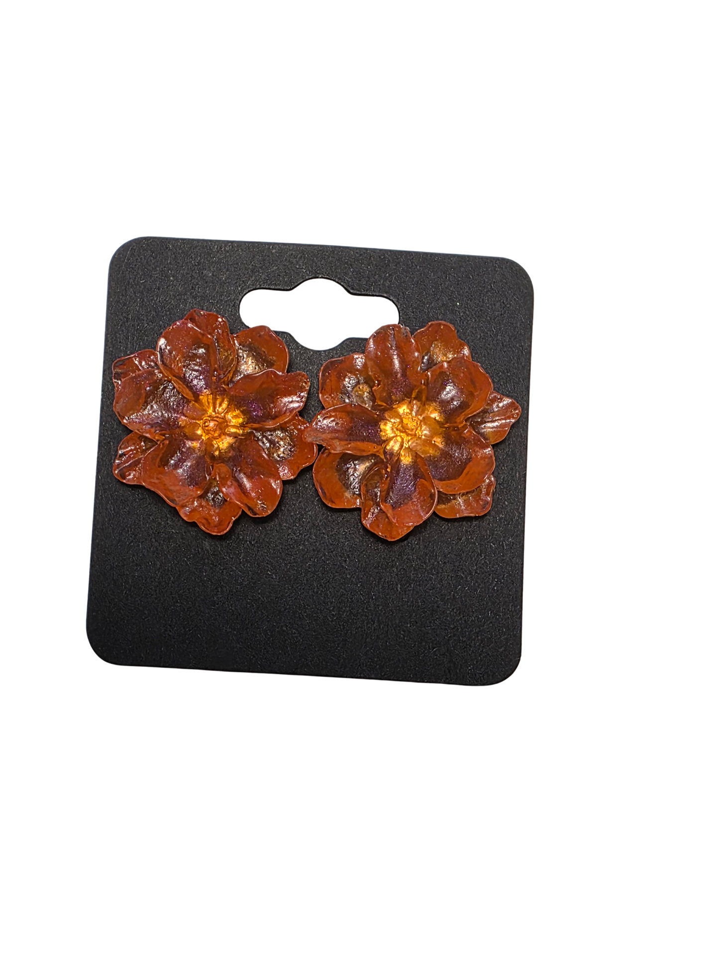Orange Azalea on Sterling Silver Plated Studs