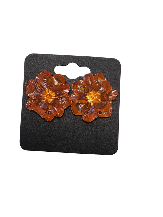 Orange Azalea on Sterling Silver Plated Studs