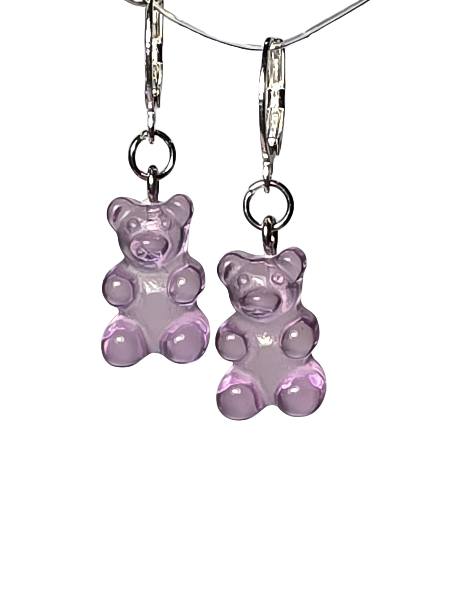 Purple Gummy Bear on Stainless Steel Earring