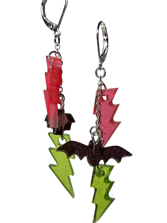 Electric Bats on a Sterling Silver Earring