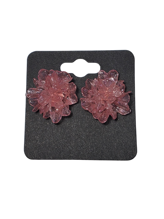 Pink Carnation on Sterling Silver Plated Studs