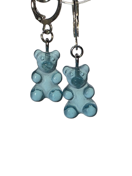 Blue Gummy Bear on Stainless Steel Earring